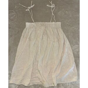 Blue Rain Francesca's Sundress S Beige Tie Shoulder Smock Linen‎ Blend Beach NEW